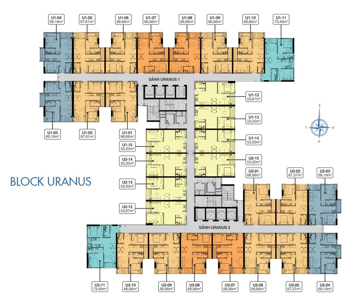 Mặt bằng căn hộ điển hình Block Uranus dự án Universe Complex Tên Lửa
